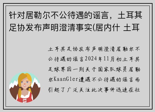 针对居勒尔不公待遇的谣言，土耳其足协发布声明澄清事实(居内什 土耳其)